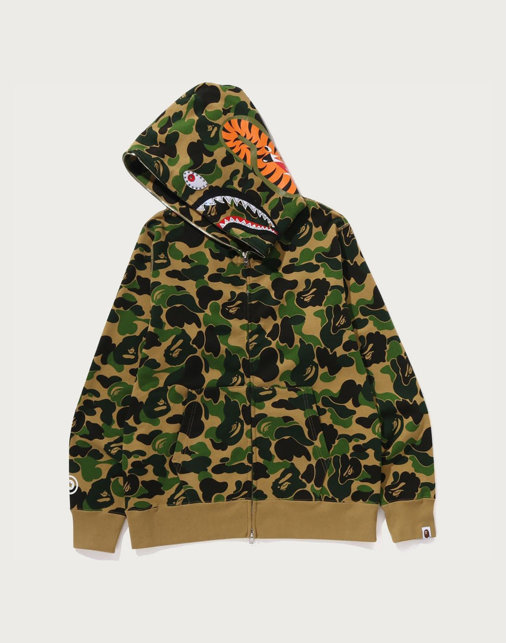 ABC CAMO CRYSTAL STONE SHARK FULL ZIP HOODIE MENS