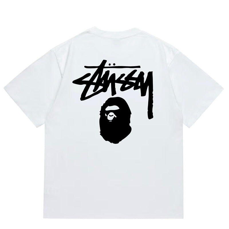 BAPE x Stussy Small Logo Men's T-Shirt - White
