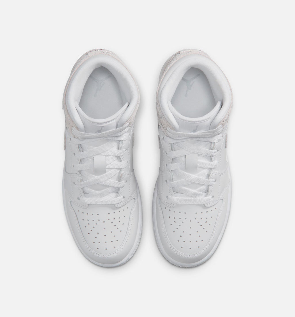 Air Jordan 1 Mid SE “White Field Silver” Grade School Lifestyle Shoes