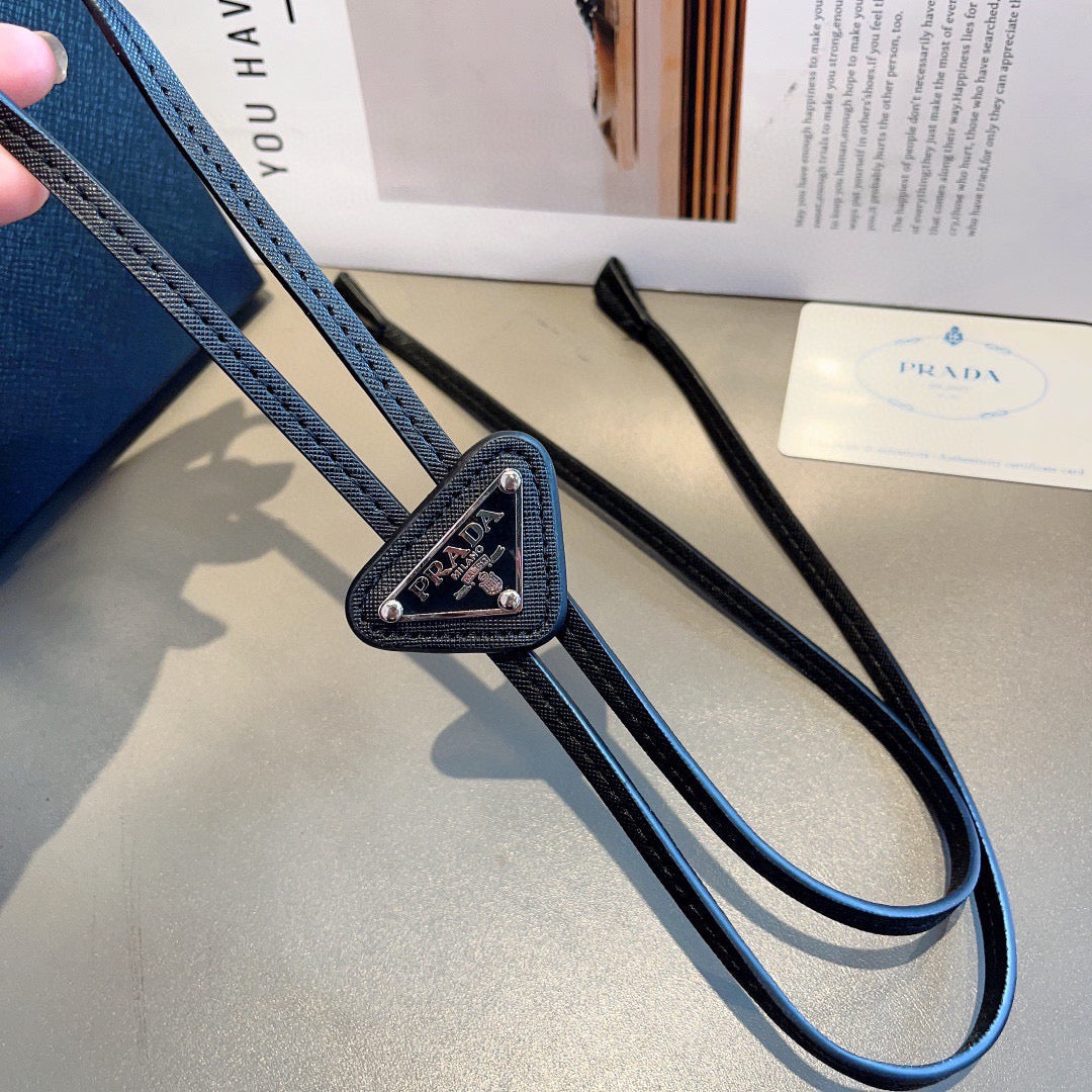 Prada Style Men's Triangle Logo Bolo Tie