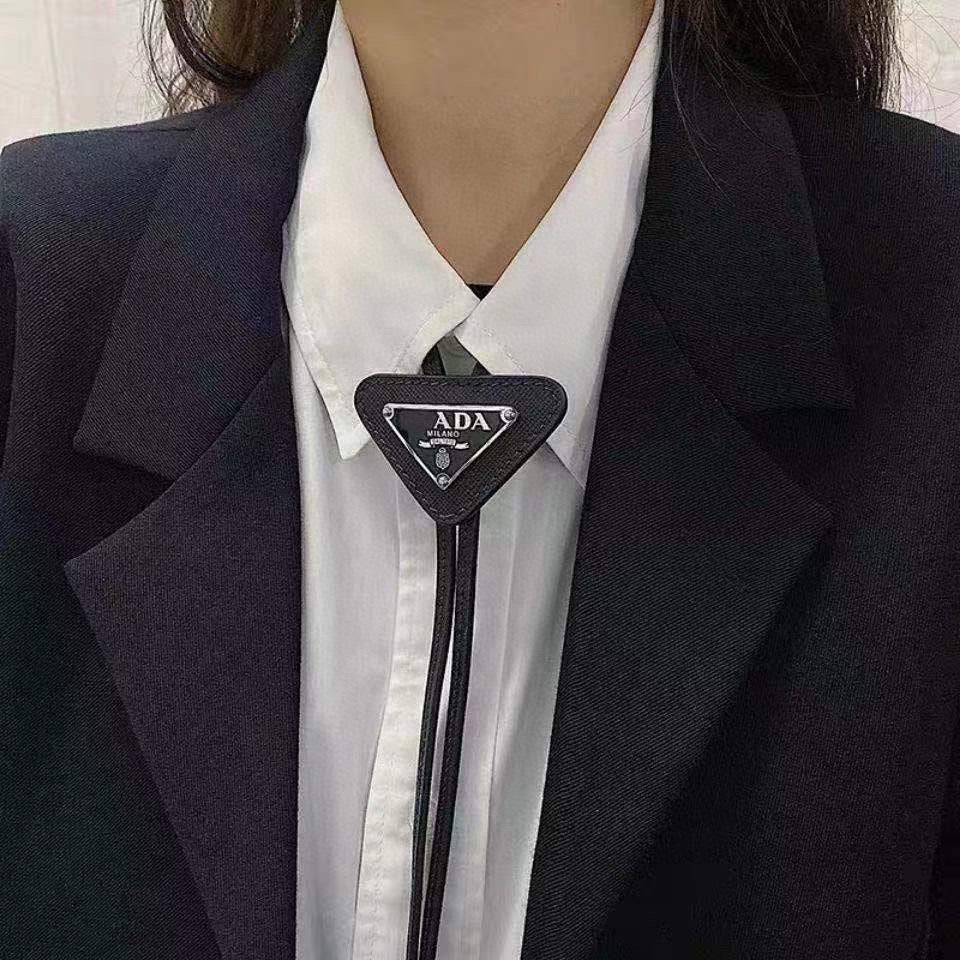 Prada Style Men's Triangle Logo Bolo Tie
