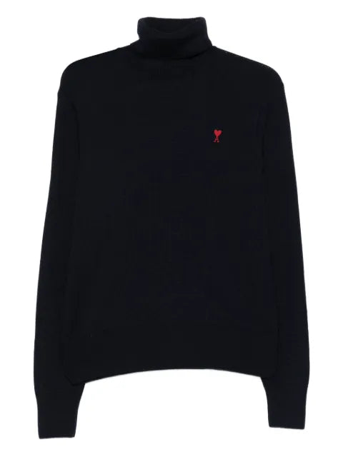 AMI Paris de Coeur monogram heart-embroidered turtleneck sweater