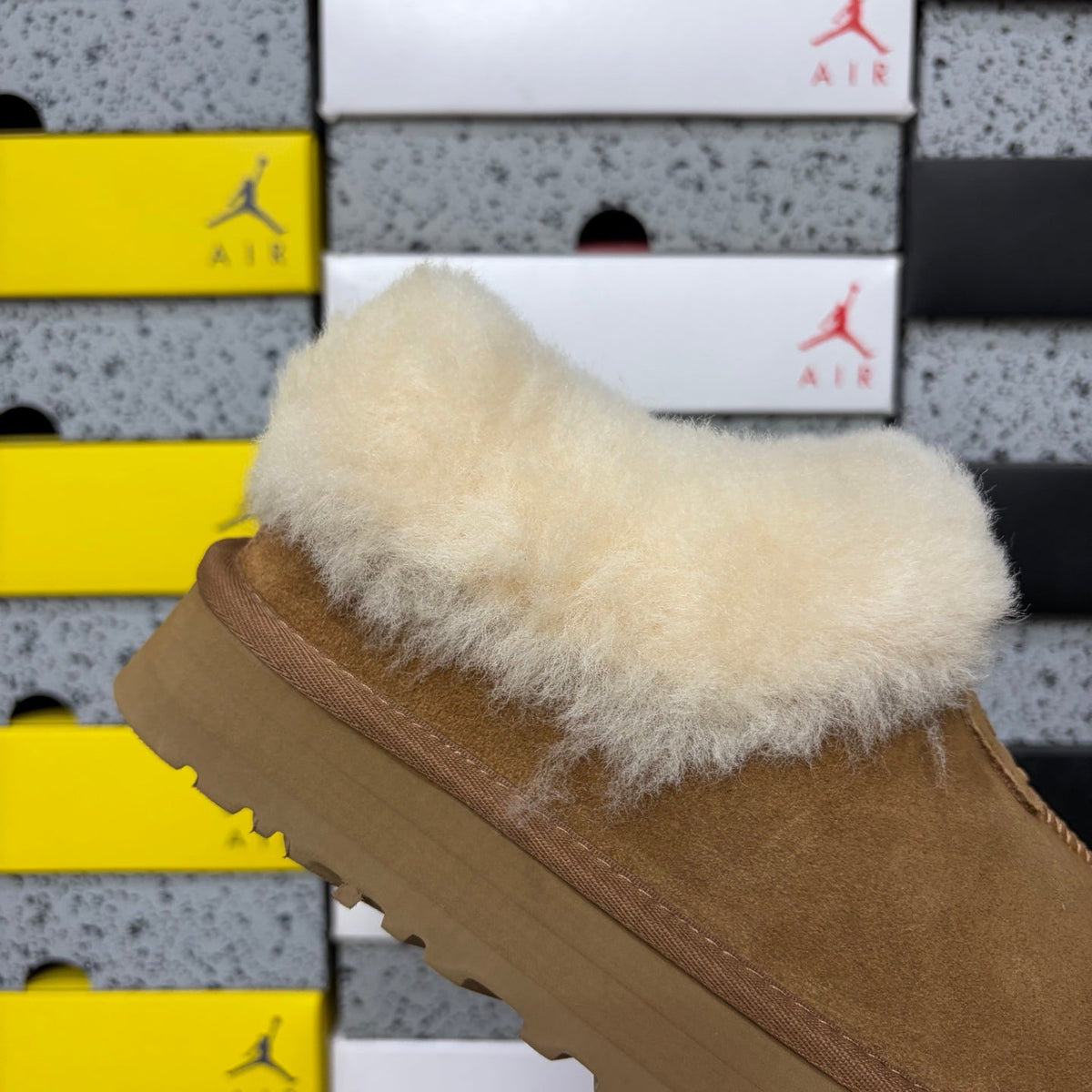 UGG Kallen Lace Slipper – Women’s Platform Suede Clog with Shearling Cuff in Chestnut