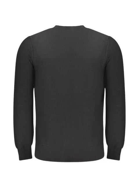 BOSS logo-patch waffle-knit sweater