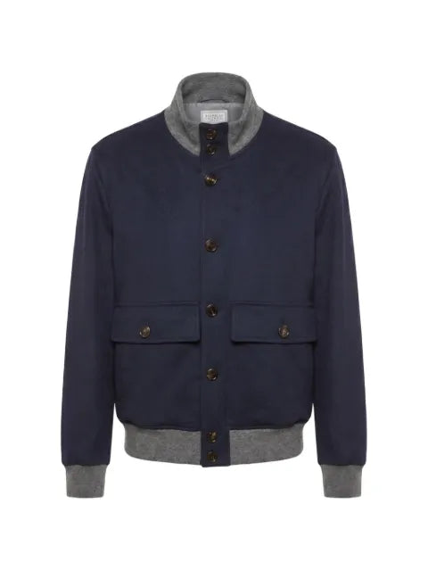 Brunello Cucinelli contrast-trim button-up jacket