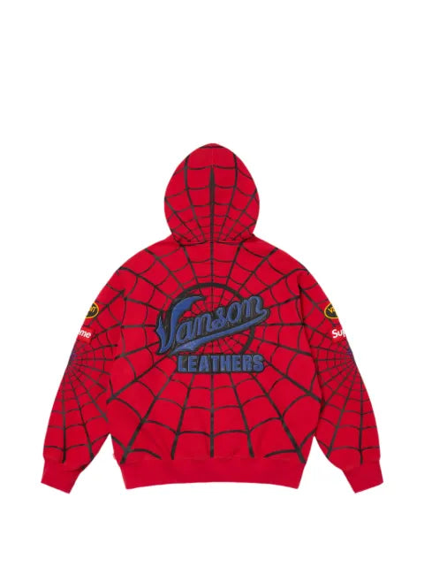 Supreme x Vanson Leathers x Marvel Spider-Man zip-up hoodie