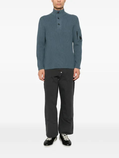 C.P. Company full rib cotton half button Lens sweater