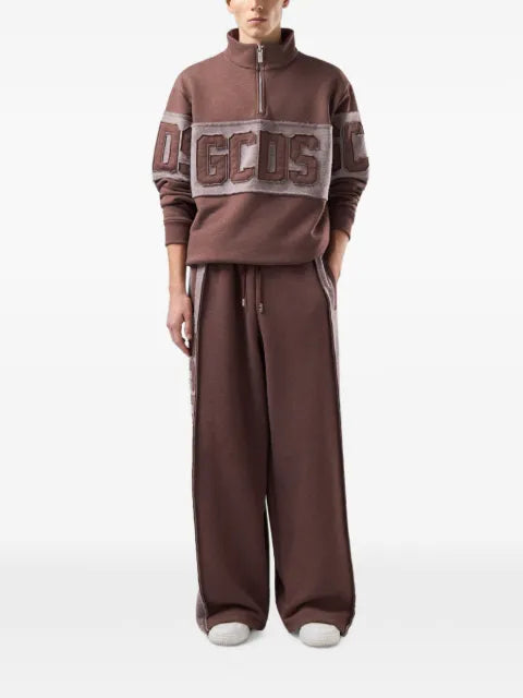 GCDS logo-appliqué half-zip sweatshirt