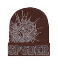 Sp5der Web Rhinestone Beanie Brown