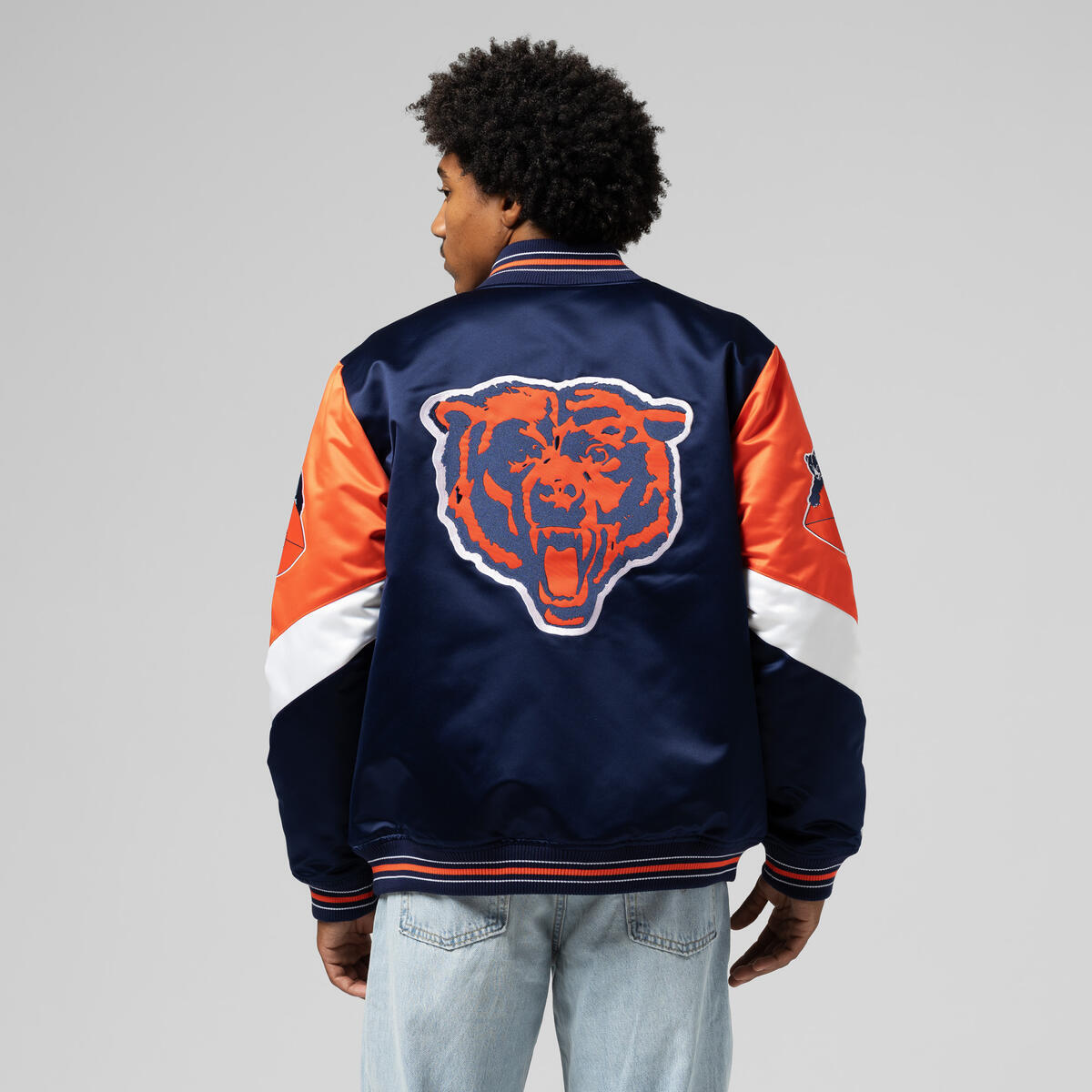 M&N NFL Vintage Chicago Bears Throw It Back Heavyweight Satin Jacket