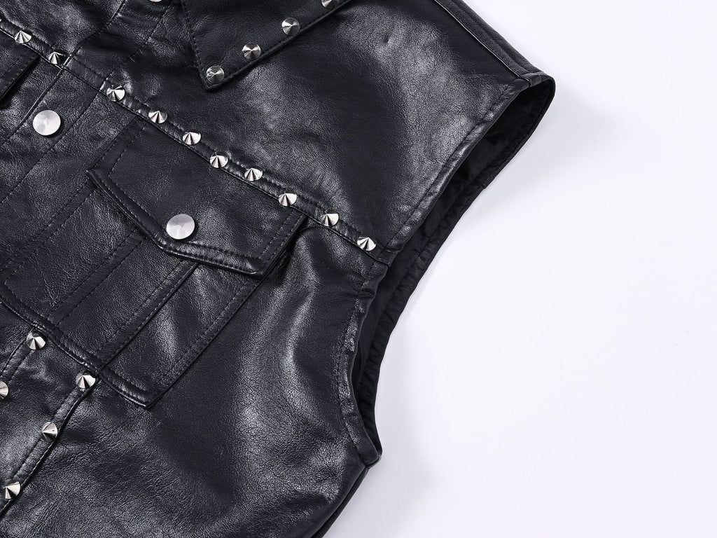 Studded Biker Punk Faux Leather Vest Unisex