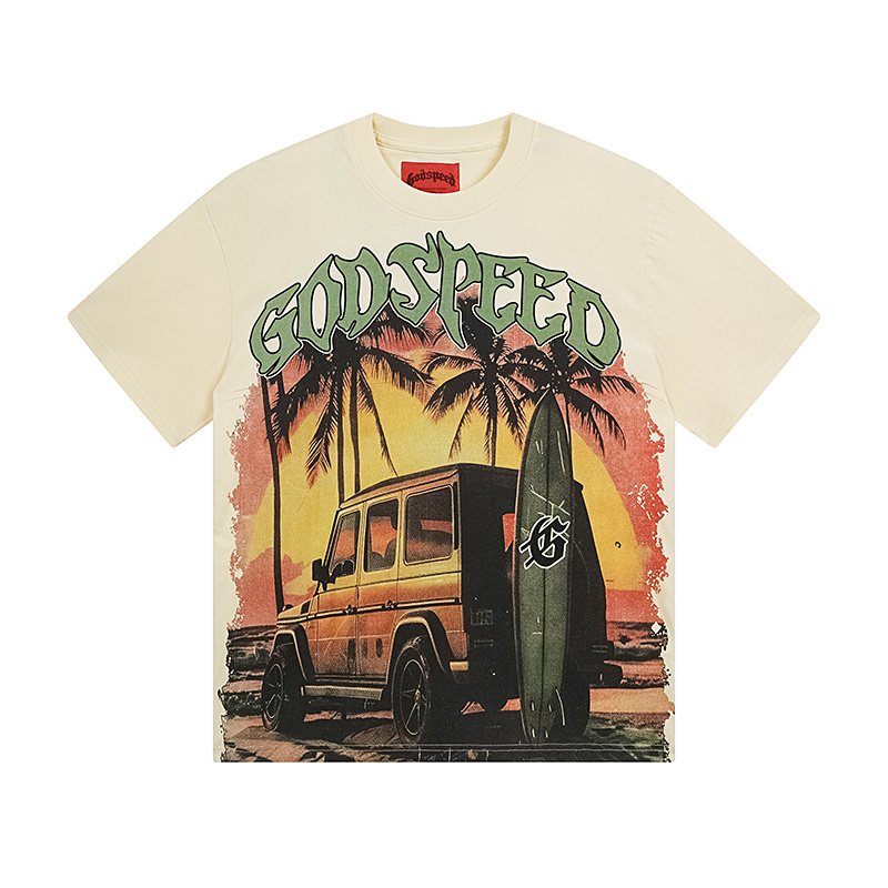 Godspeed Cream Sunset Car Graphic T-Shirt