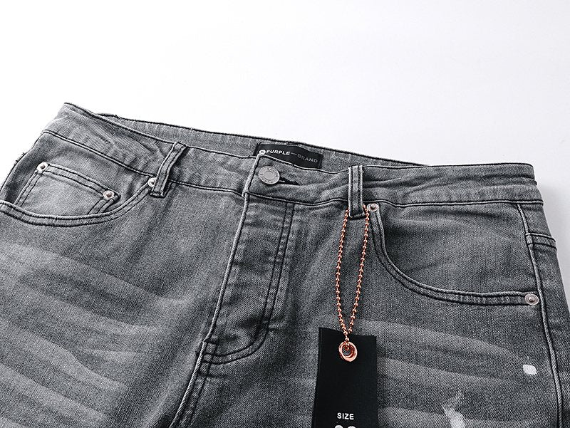 Purple Brand Grey Paint-Splatter Flared Jeans