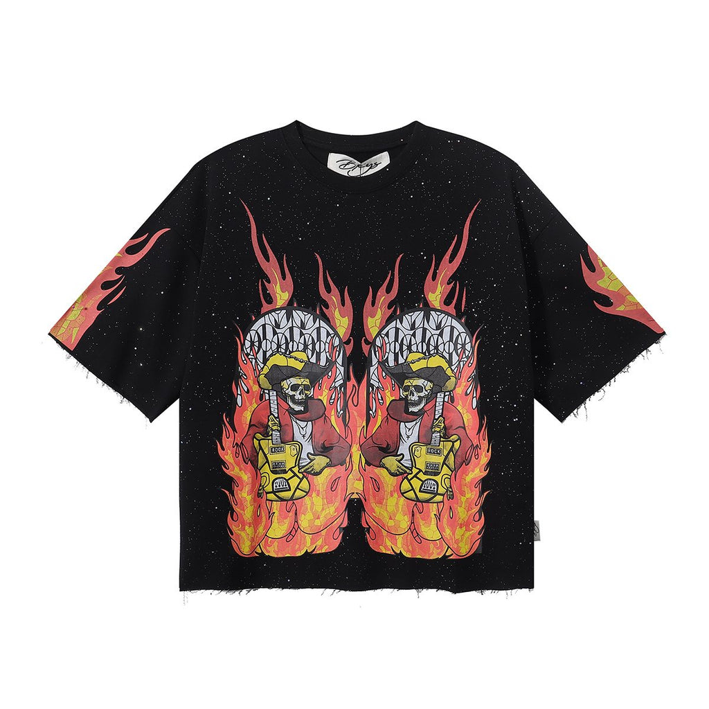 BKYS Revival On Fire Skull Guitar Graphic T-Shirt