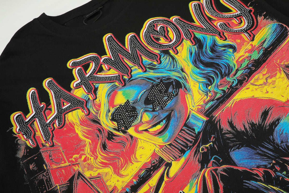 HARMONY Black Front & Back Graphic T-Shirt