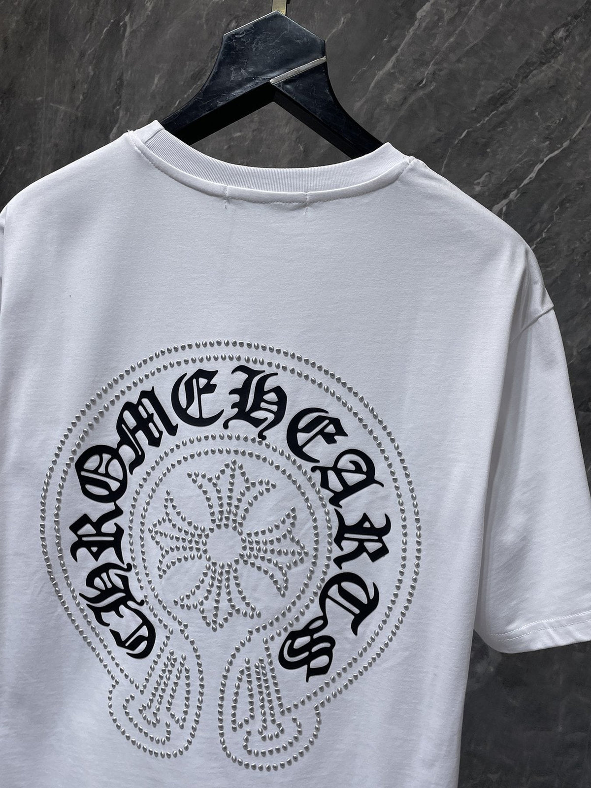 Chrome Hearts Rhinestone Cross Horseshoe Graphic T-Shirt