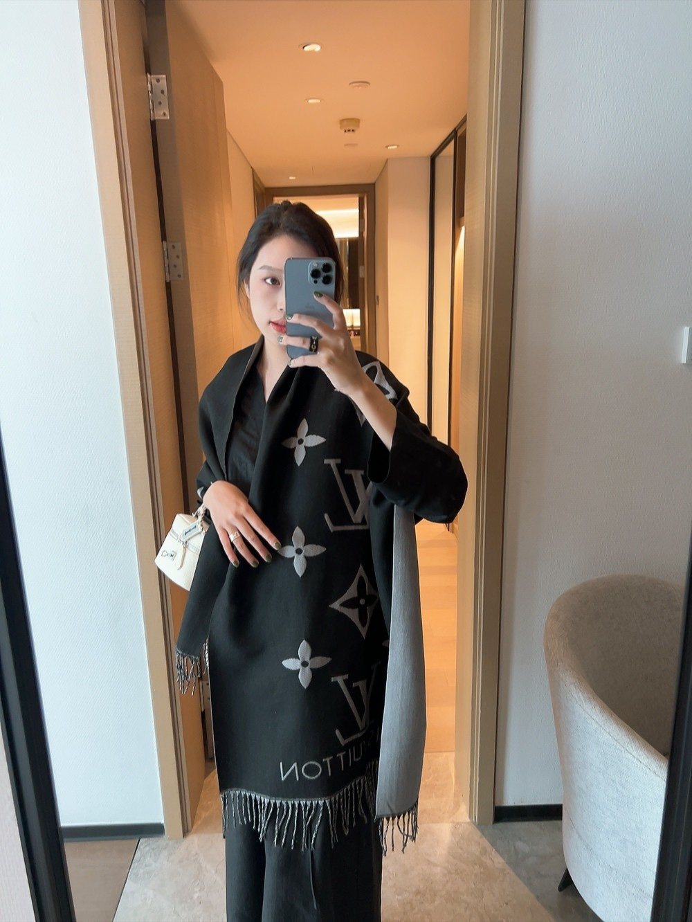 Louis Vuitton Floral Fringed Scarf
