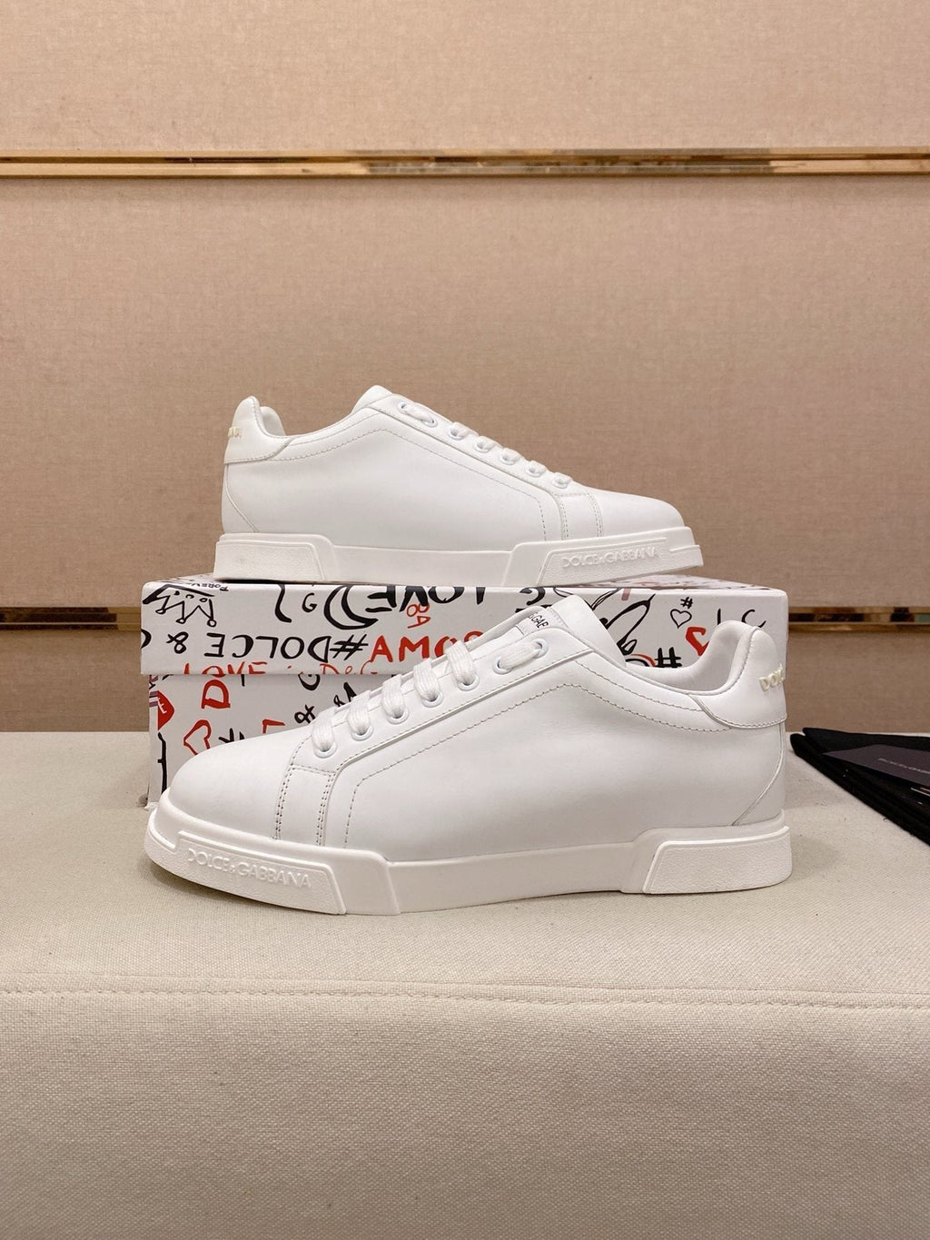 Dolce & Gabbana White Lace-Up Low-Top Sneakers