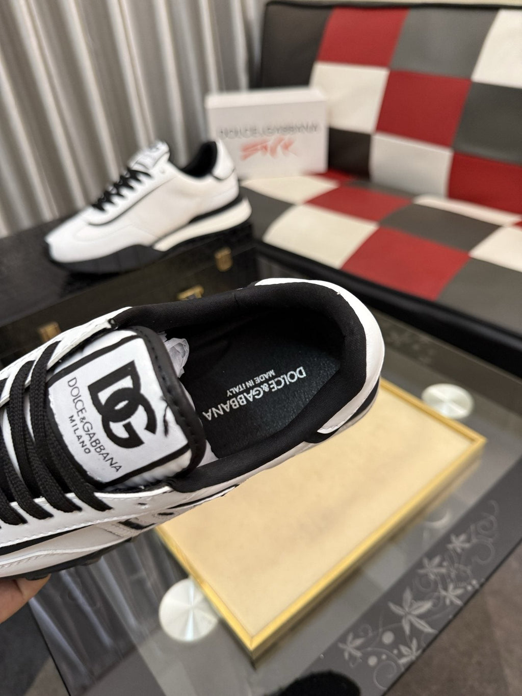 Dolce & Gabbana White and Black Segmented-Sole Sneakers