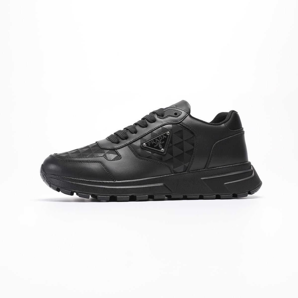 Prada Men's Black Triangle-Plaque Sneakers