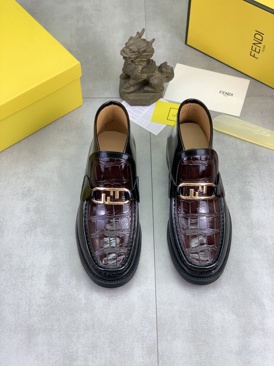 Fendi Men's Croc-Embossed Buckle Ankle Boots