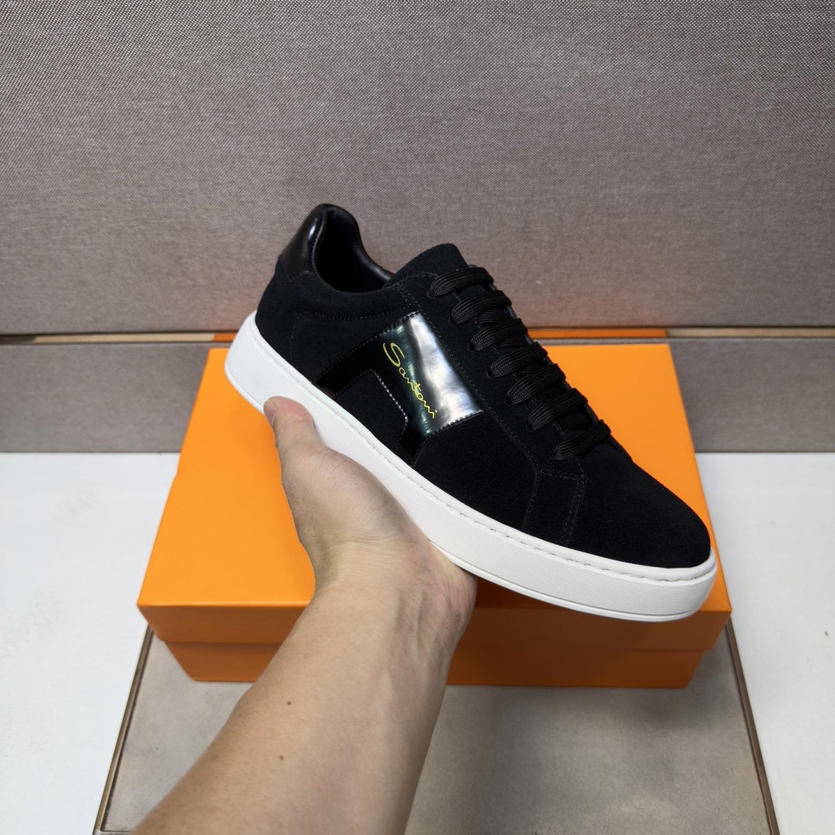 Santoni Paneled Low-Top Sneakers