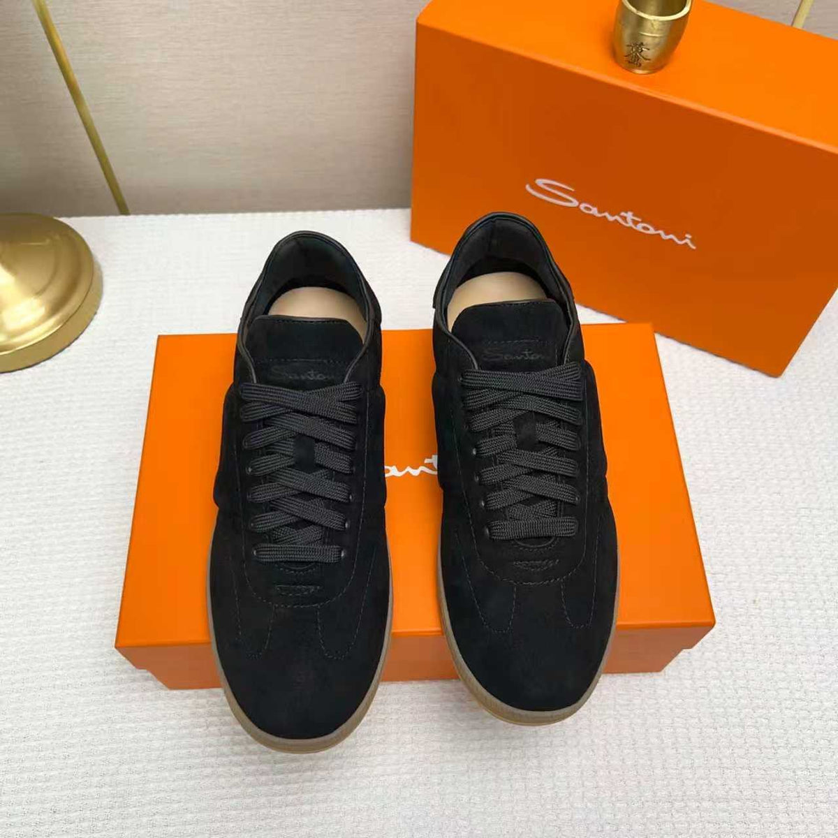 Santoni Black Low-Top Sneakers