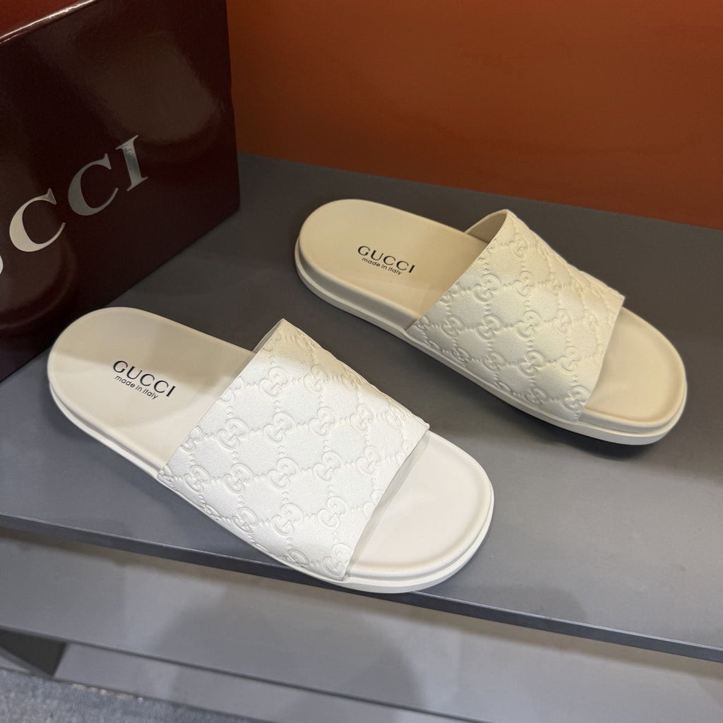 Gucci Men's Embossed Strap Slide Sandals