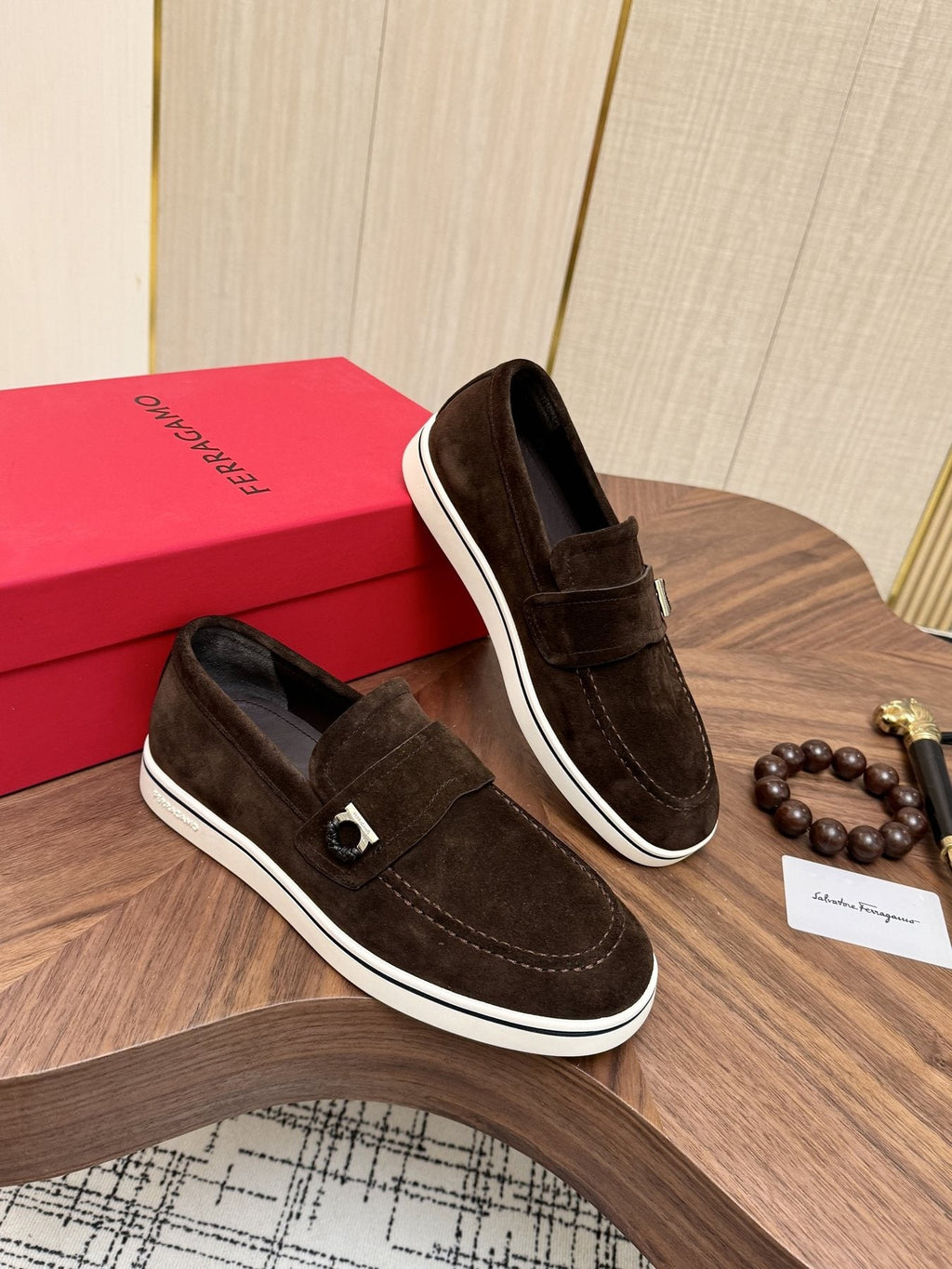 Salvatore Ferragamo Men's Strap-Detail Slip-On Shoes