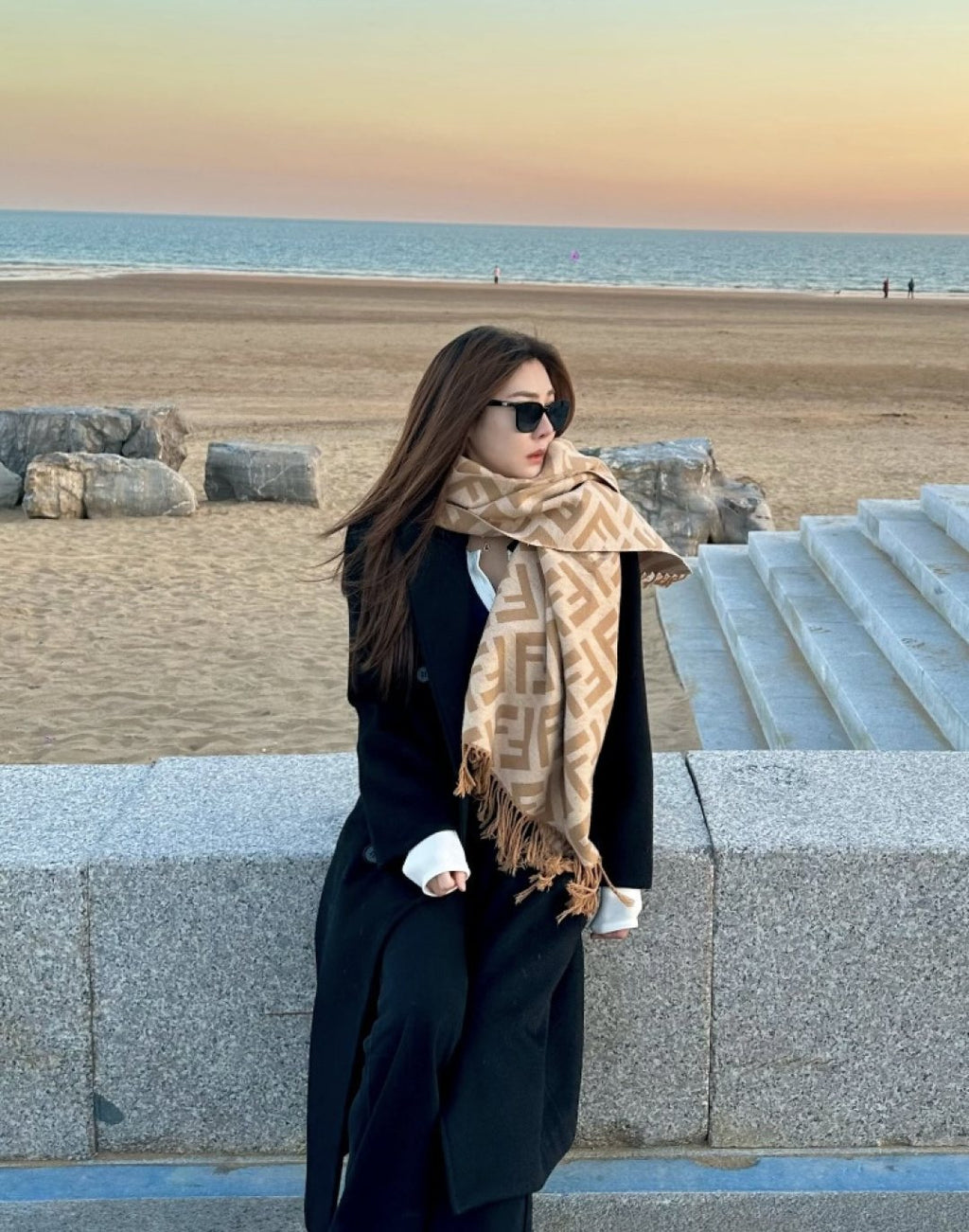 Fendi Geometric Fringed Scarf