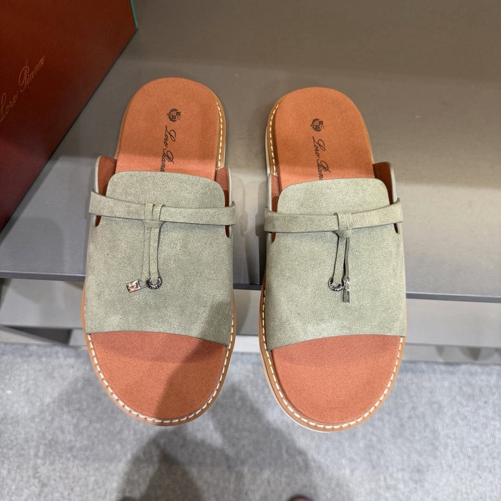 Loro Piana Men's Leather Slide Sandals - Leather Upper And Lining
