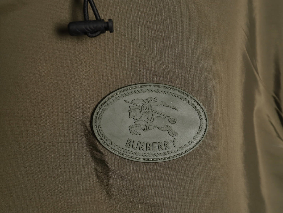 Burberry Equestrian Emblem Hooded Zip Jacket - Olive