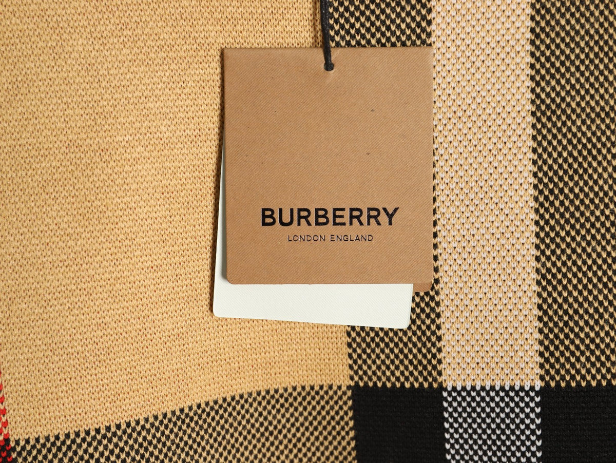 Burberry Oversized-Check Crewneck Knit Sweater - Camel